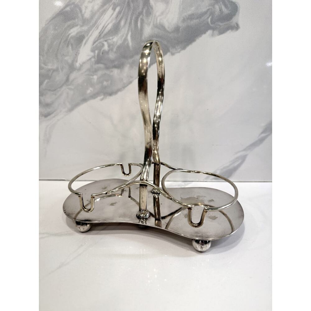 William Adams Silverplate Double Condiment Caddy Stand Vintage English Tableware